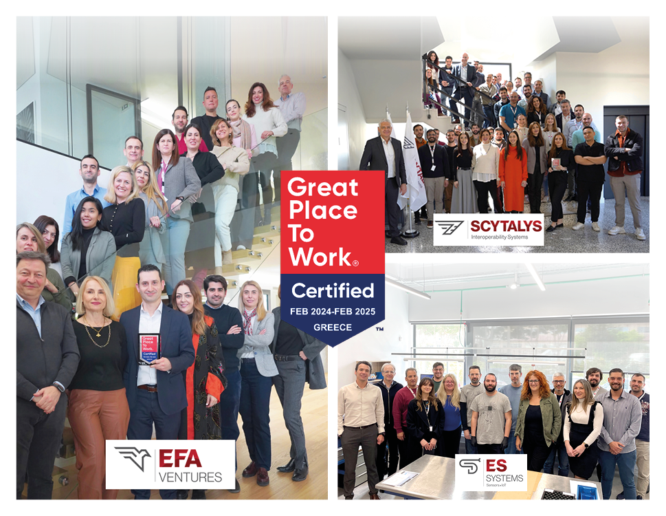 Great Place to Work για 2η συνεχόμενη χρονιά για τις εταιρίες EFA VENTURES, SCYTALYS, ES SYSTEMS