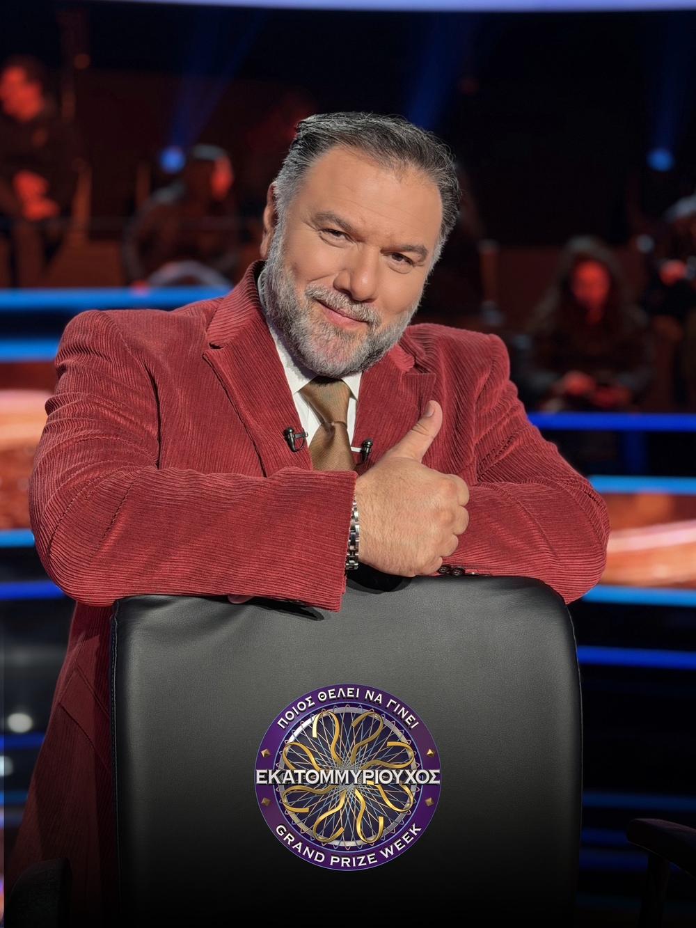 Ο παίκτης Λευτέρης Σκόνδρας στο πλατό του Εκατομμυριούχου